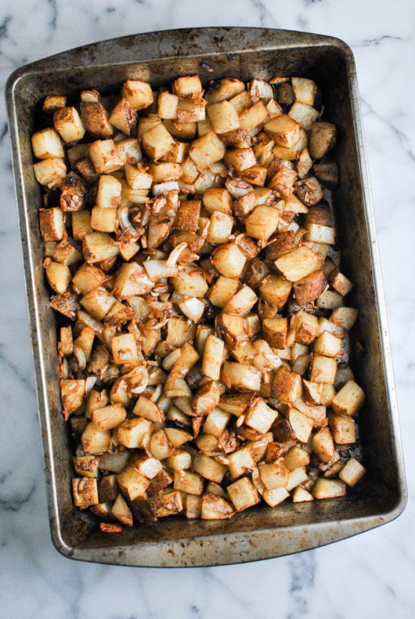 Onion Soup Roasted Potatoes in Pan