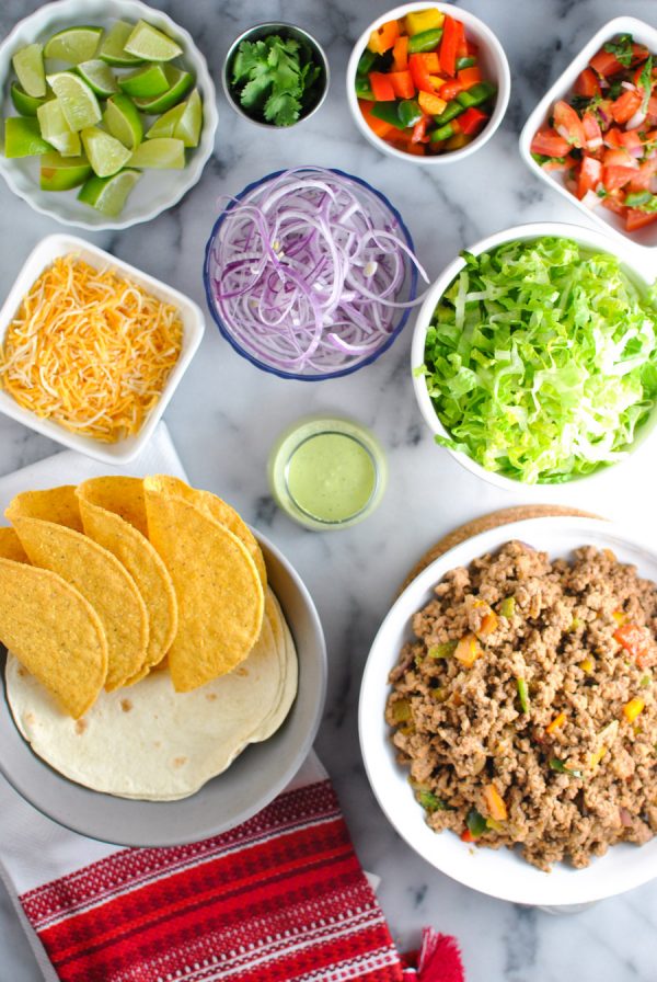 Look at this spread! the ultimate DIY taco bar - easily whole30 adaptable and SUPER delish. yessss! | thepikeplacekitchen.com