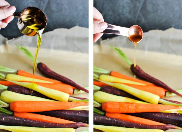 whole30 roasted rainbow carrots! we love this recipe because they get a little bit sweet and caramel-y and wonderful | thepikeplacekitchen.com